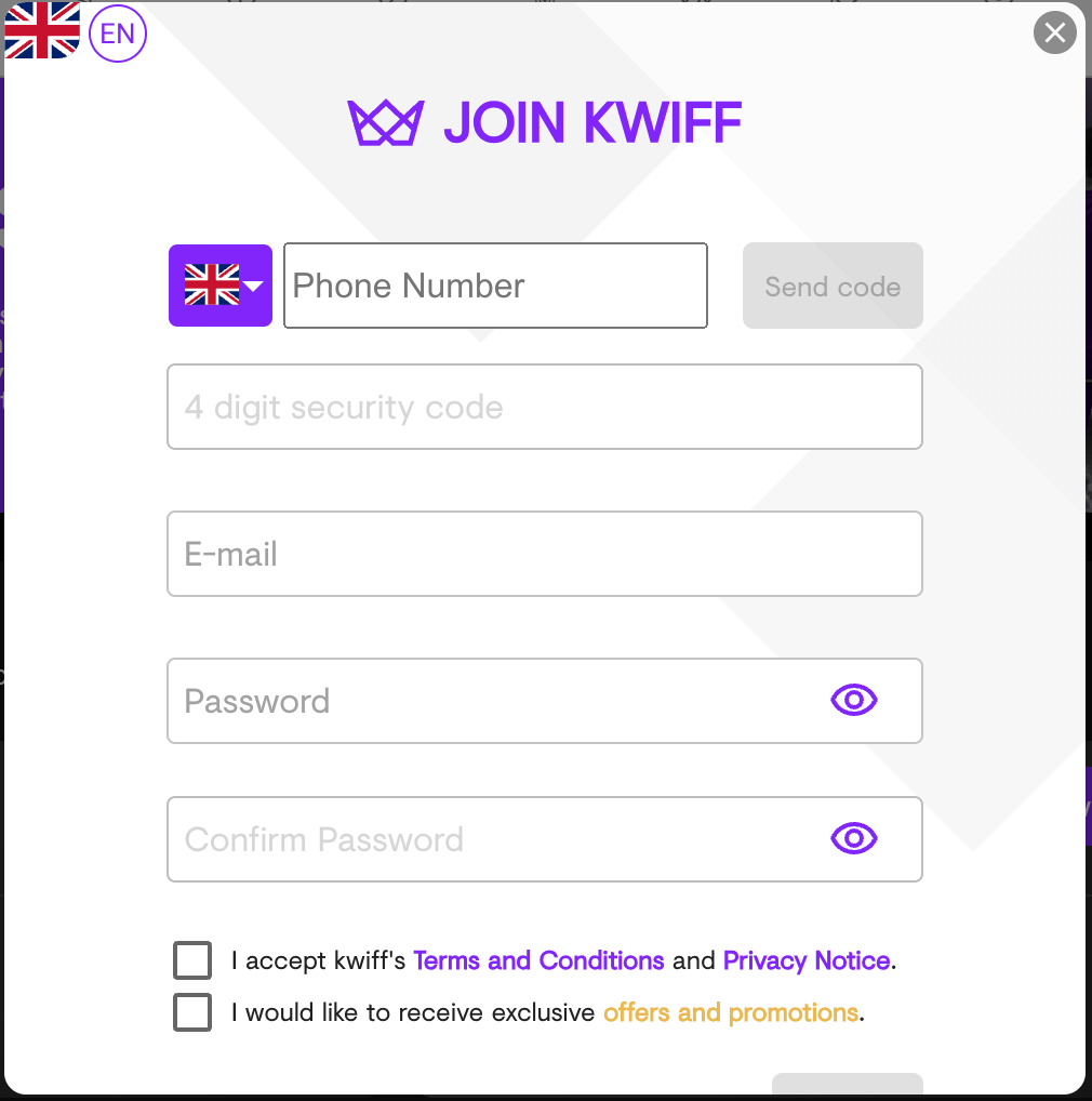 kwiff welcome offer sign up