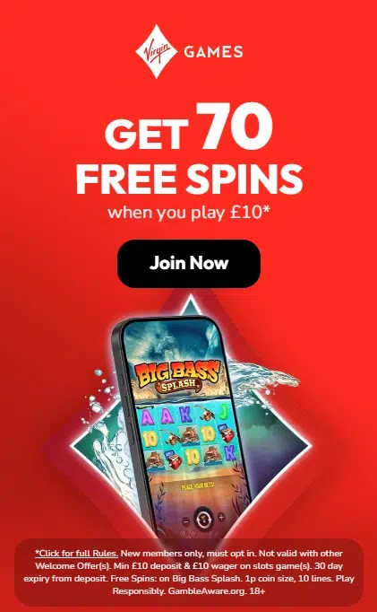 virgin games uk new welcome offer Get 70 Free Spins When you play £10