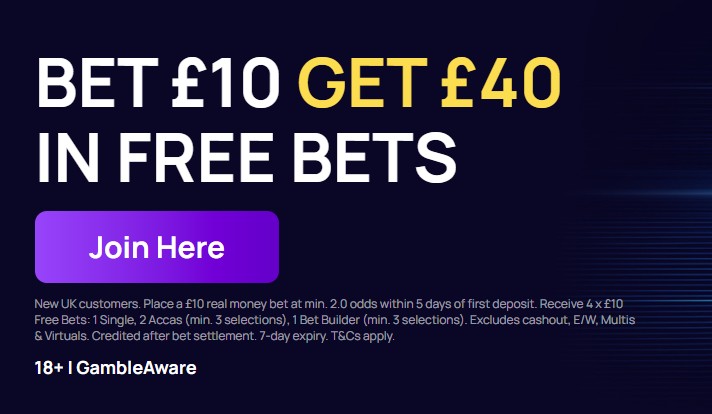 kwiff uk sports welcome offer bet 10 get 40 in FB